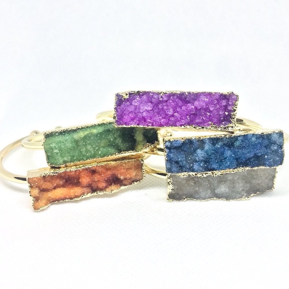 Gold Druzy Cuff Bangles - Multiple colors!
